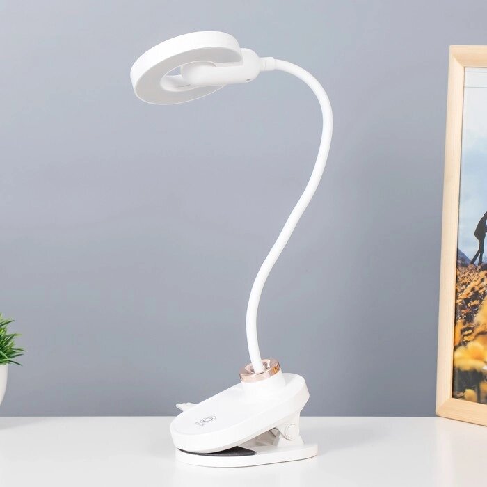 Настольная лампа на прищепке "Блум" LED 3Вт АКБ USB белый 8х12х42,5 см RISALUX от компании Интернет - магазин Flap - фото 1