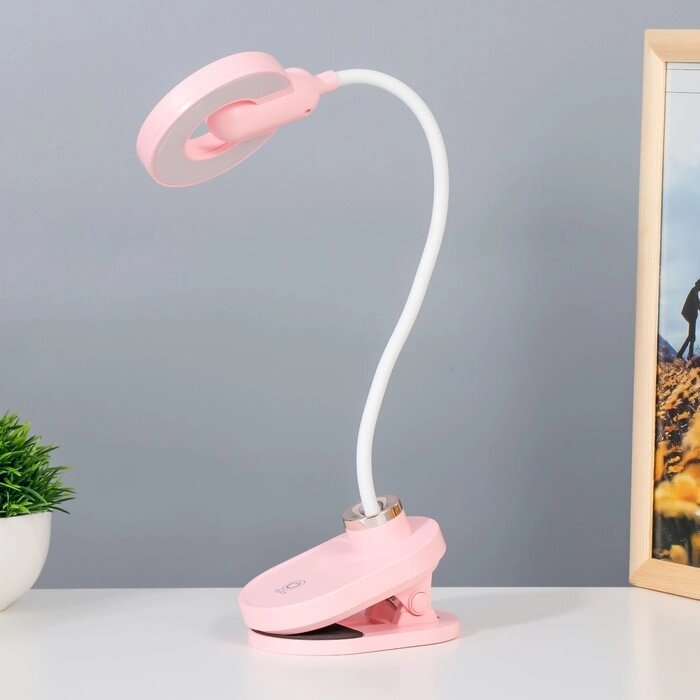 Настольная лампа на прищепке "Блум" LED 3Вт АКБ USB розовый 8х12х42,5 см RISALUX от компании Интернет - магазин Flap - фото 1