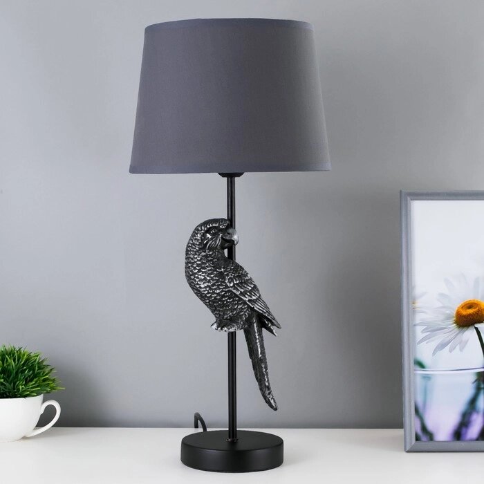 Настольная лампа "Попугай" E27 40Вт черно-серебряный 23,5х23,5х50 см RISALUX от компании Интернет - магазин Flap - фото 1