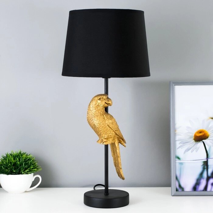 Настольная лампа "Попугай" E27 40Вт черно-золотой 23,5х23,5х50 см RISALUX от компании Интернет - магазин Flap - фото 1