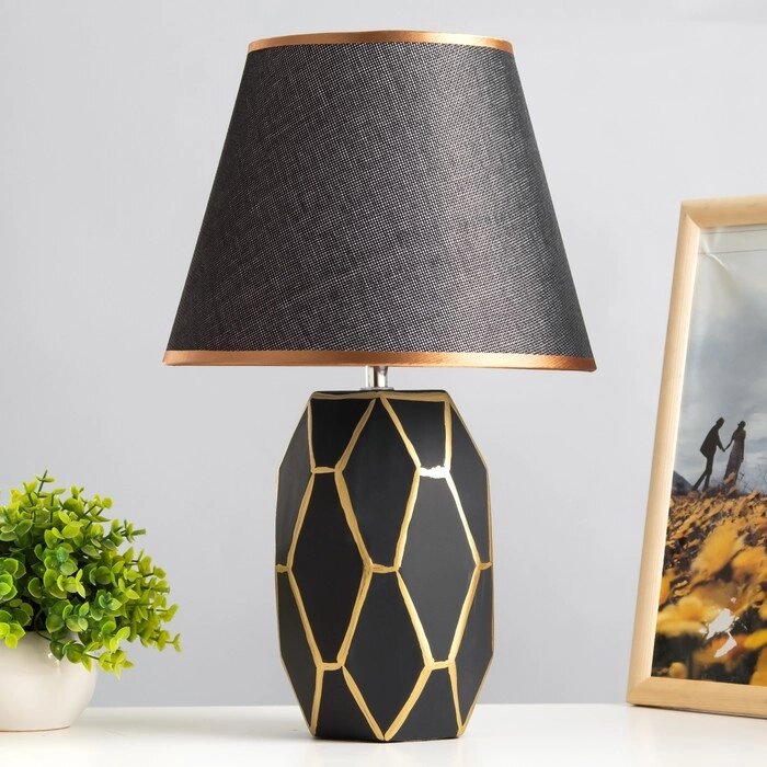 Настольная лампа "Сантано" E14 40Вт черно-золотой 20х25х39 см RISALUX от компании Интернет - магазин Flap - фото 1