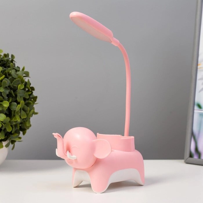 Настольная лампа "Слоник" LED 3Вт USB розовый 9х15х31 см RISALUX от компании Интернет - магазин Flap - фото 1
