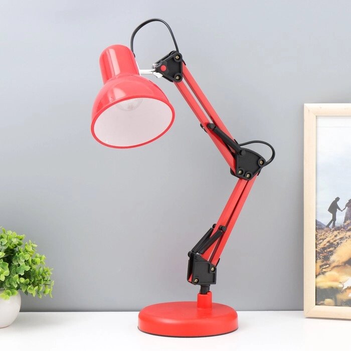 Настольная лампа "Юника" Е27 40Вт красный 14,5х14,5х53 см RISALUX от компании Интернет - магазин Flap - фото 1