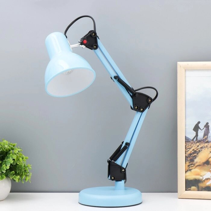 Настольная лампа "Юника" Е27 40Вт синий 14,5х14,5х53 см RISALUX от компании Интернет - магазин Flap - фото 1