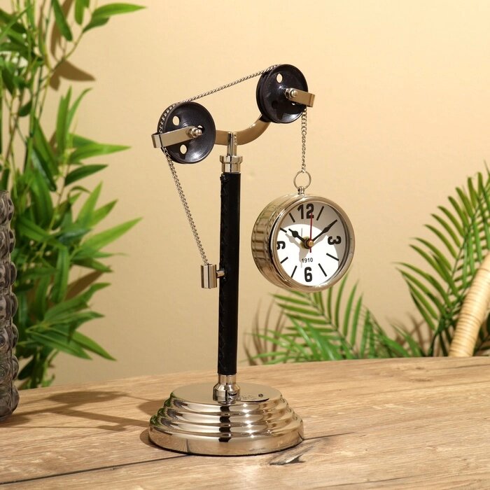 Настольные часы 32х22 см, (диаметр часов 8 см), латунь от компании Интернет - магазин Flap - фото 1