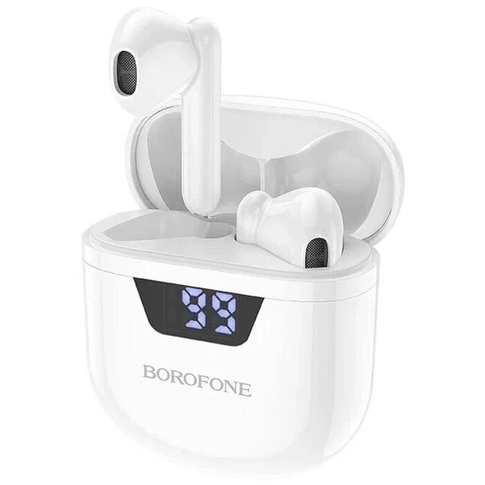 Наушники Borofone BW05 Pure, TWS, вкладыши, Bluetooth 5.1, 30/250 мАч, дисплей, белые от компании Интернет - магазин Flap - фото 1