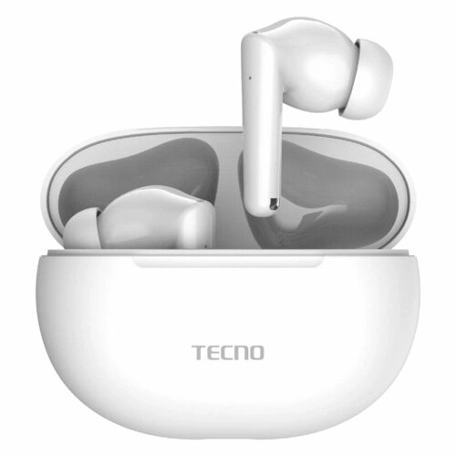 Наушники Tecno Buds 3, беспроводные, TWS, вакуумные, BT 5.3, 37/500 мАч, микрофон, белые