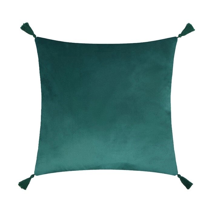 Наволочка декоративная с кисточками Этель цвет зелёный, 45х45 см, полиэстер, велюр от компании Интернет - магазин Flap - фото 1
