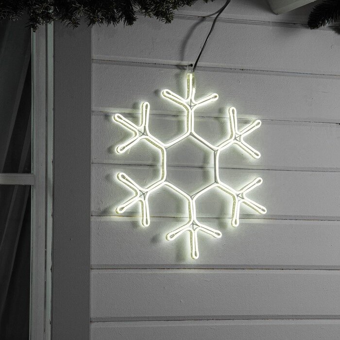 Неоновая фигура «Снежинка», 50 см, 480 LED, 220 В, свечение белое от компании Интернет - магазин Flap - фото 1