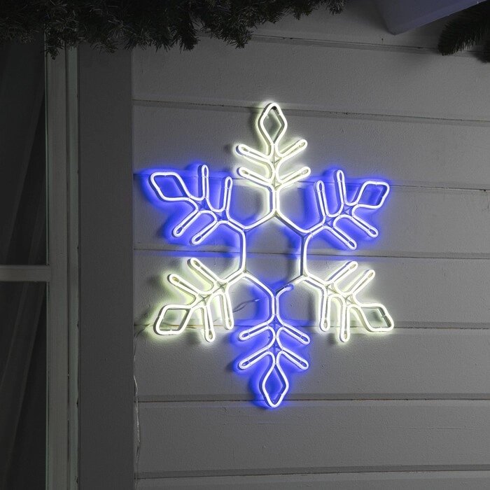 Неоновая фигура «Снежинка», 57 см, 576 LED, 12 В, 8 режимов, свечение синее/белое от компании Интернет - магазин Flap - фото 1
