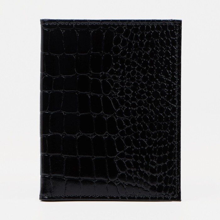 Обложка для автодокументов и паспорта, крокодил, цвет чёрный от компании Интернет - магазин Flap - фото 1