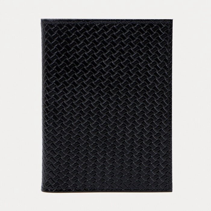 Обложка для автодокументов и паспорта, плетёнка, цвет чёрный от компании Интернет - магазин Flap - фото 1