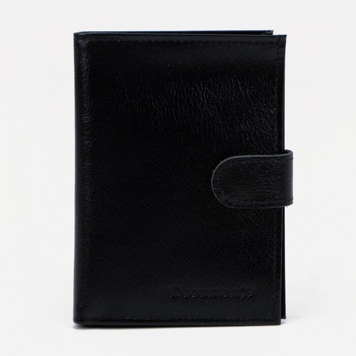 Обложка для автодокументов и паспорта TEXTURA, отдел для купюр, карманы для карт, цвет чёрный от компании Интернет - магазин Flap - фото 1