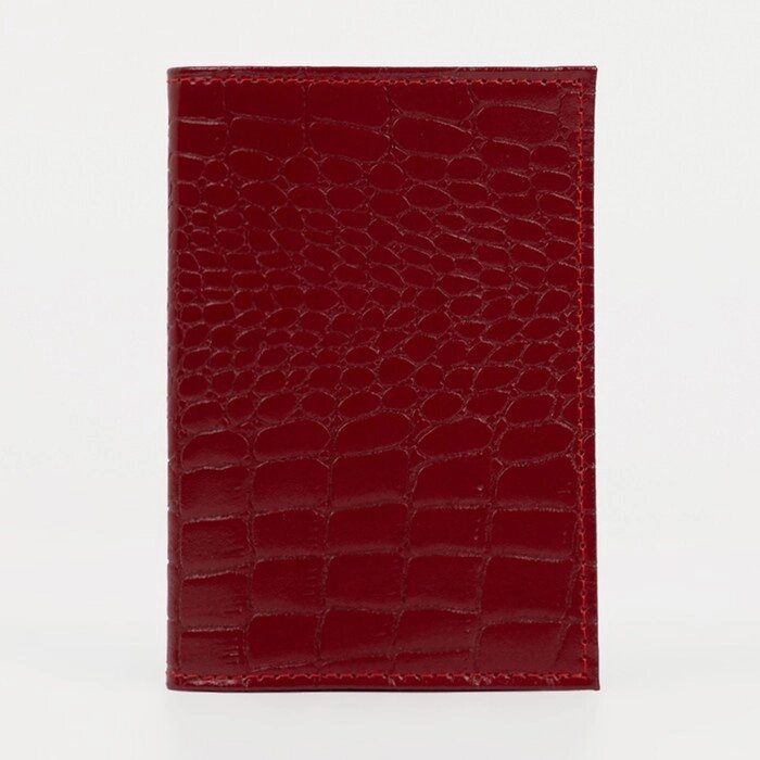 Обложка для паспорта, 5 карманов для карт, крокодил, цвет красный от компании Интернет - магазин Flap - фото 1