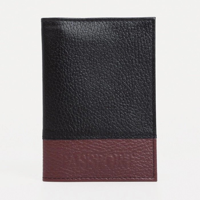 Обложка для паспорта TEXTURA, цвет бордовый/чёрный от компании Интернет - магазин Flap - фото 1