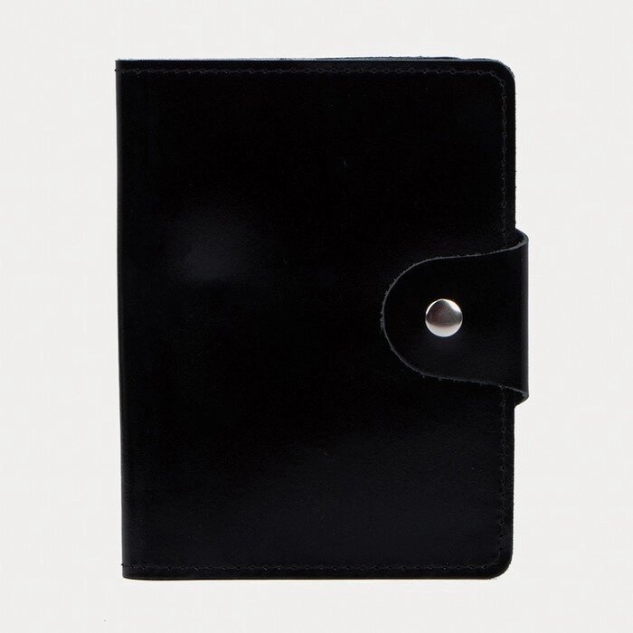 Обложка на кнопке, для автодокументов и паспорта, цвет чёрный от компании Интернет - магазин Flap - фото 1