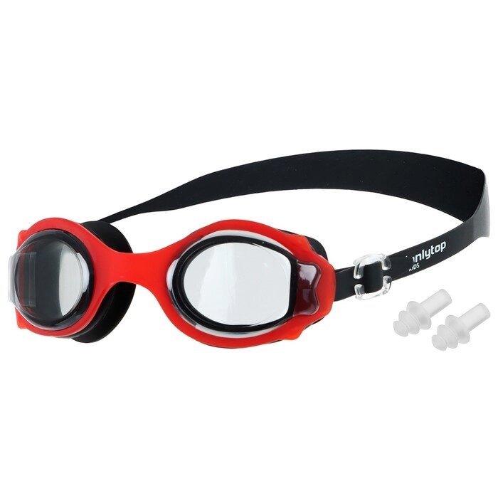 Очки для плавания детские ONLYTOP, беруши, цвет чёрный от компании Интернет - магазин Flap - фото 1