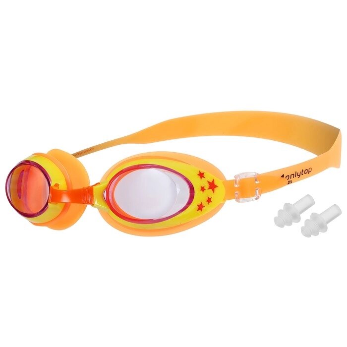 Очки для плавания детские ONLYTOP, беруши, цвет оранжевый от компании Интернет - магазин Flap - фото 1