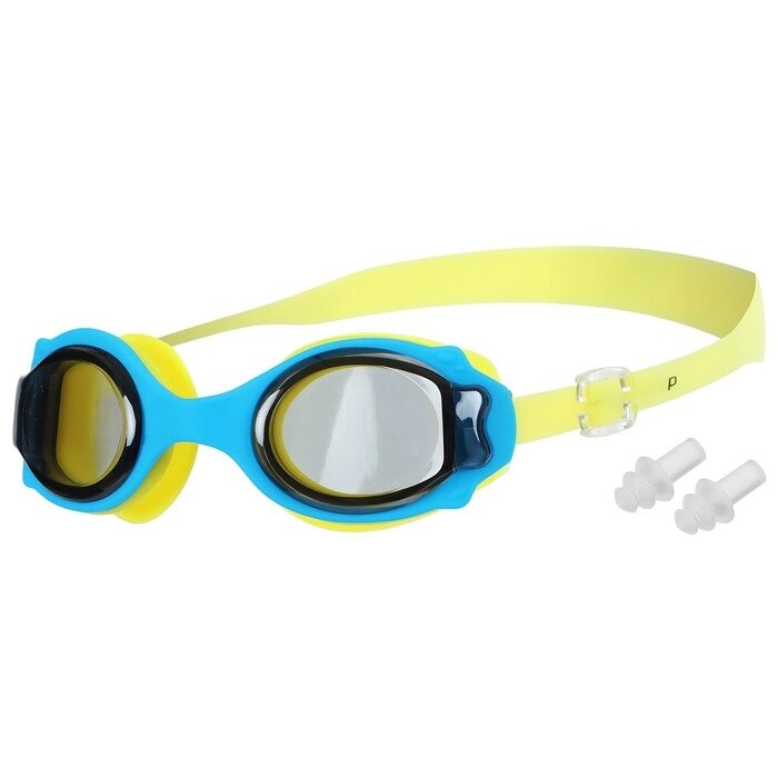 Очки для плавания детские ONLYTOP, беруши, цвет жёлтый от компании Интернет - магазин Flap - фото 1