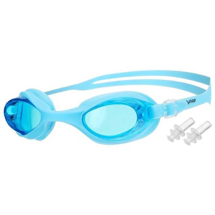 Очки для плавания ONLYTOP, беруши, цвет голубой от компании Интернет - магазин Flap - фото 1