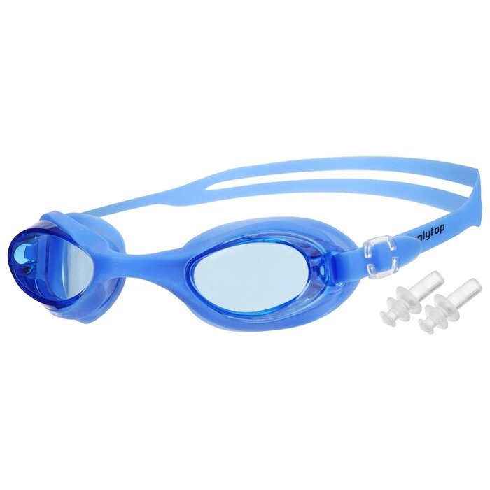 Очки для плавания ONLYTOP, беруши, цвет синий от компании Интернет - магазин Flap - фото 1