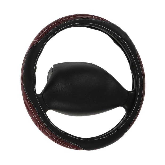 Оплетка на руль Nova Bright экокожа, черная, бордовые вставки, M от компании Интернет - магазин Flap - фото 1