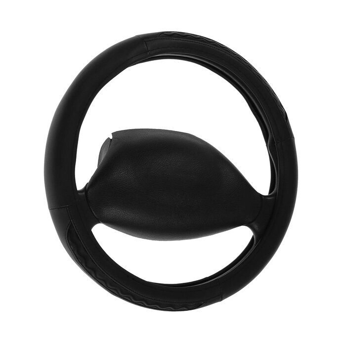 Оплетка на руль Nova Bright экокожа , черная, волнообразные вставки, M от компании Интернет - магазин Flap - фото 1