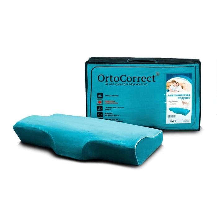 Ортопедическая подушка с эффектом памяти OrtoCorrect IDEAL с центральной П-образной выемкой 58х32 от компании Интернет - магазин Flap - фото 1