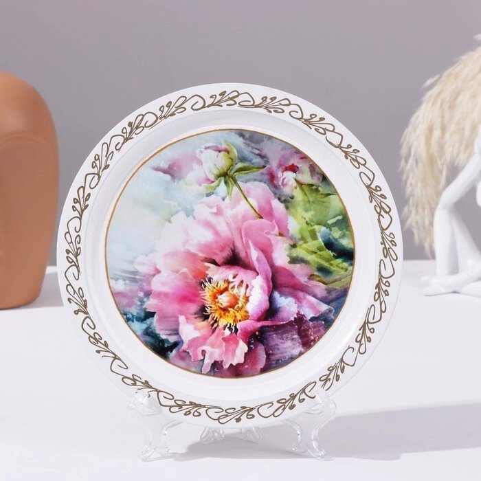 Панно-тарелка «Цветок», белая, D = 20 см, лаковая миниатюра от компании Интернет - магазин Flap - фото 1