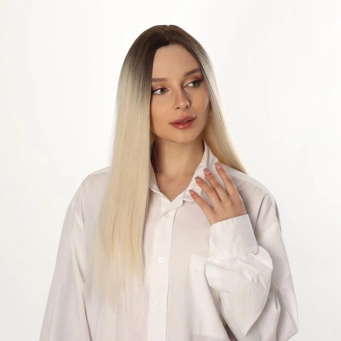 Парик искусственный, имитация кожи, 60 см, 160 гр, цвет русый/блонд (#SHT8/SHT60A) от компании Интернет - магазин Flap - фото 1