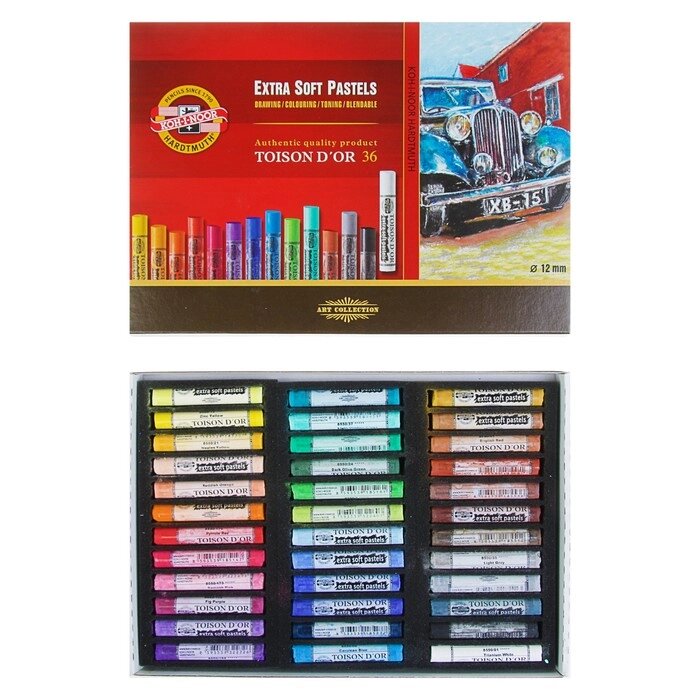 Пастель сухая 36 цветов 12 мм, Extra Soft Koh-I-Noor 8552 TOISON D`OR, картонная упаковка, L=75 мм от компании Интернет - магазин Flap - фото 1