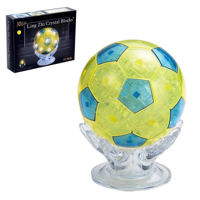 Пазл 3D кристаллический «Мяч», 77 деталей, световые эффекты, работает от батареек, МИКС от компании Интернет - магазин Flap - фото 1