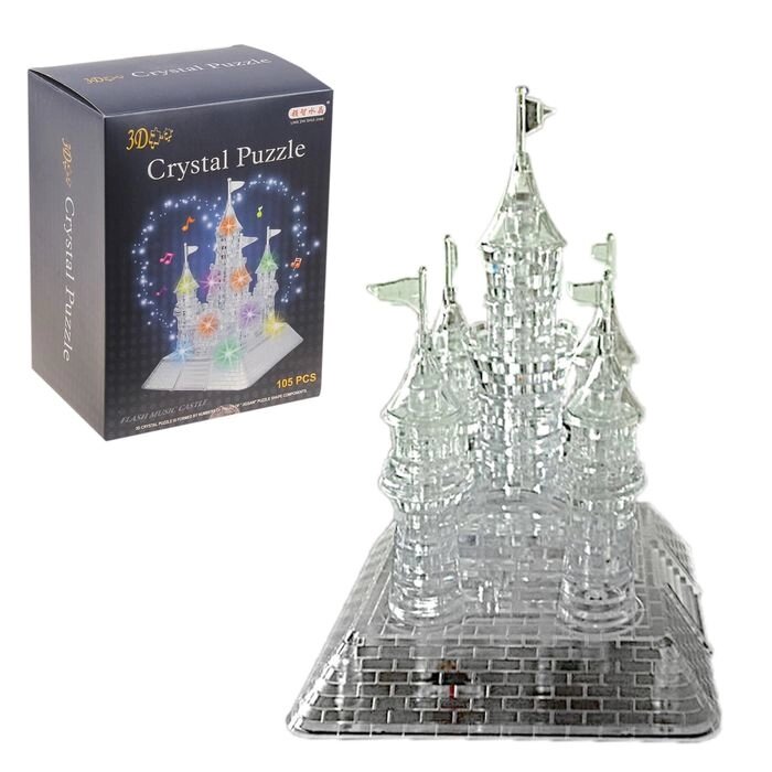 Пазл 3D кристаллический, «Сказочный замок», 105 деталей, световые и звуковые эффекты, работает от батареек от компании Интернет - магазин Flap - фото 1
