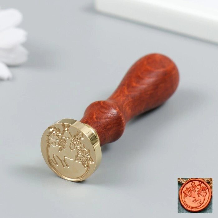 Печать для сургуча с деревянной ручкой "Ёлочный шар" 9х2,5х2,5 см от компании Интернет - магазин Flap - фото 1