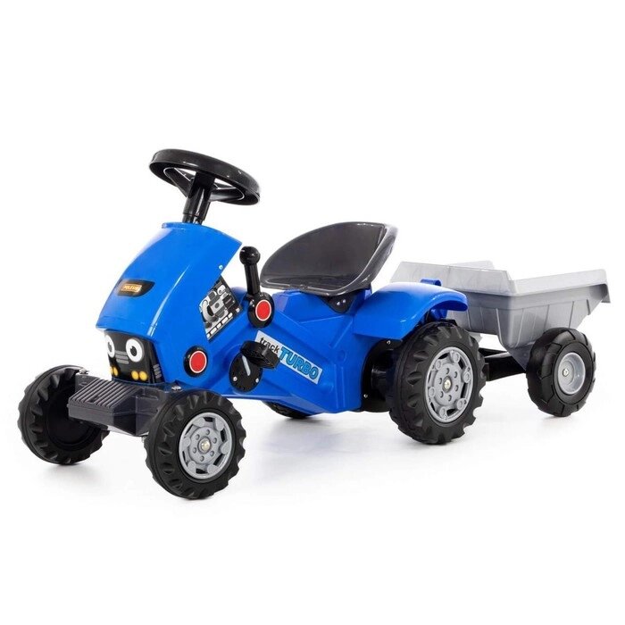 Педальная машина для детей Turbo-2, с полуприцепом, цвет синий от компании Интернет - магазин Flap - фото 1