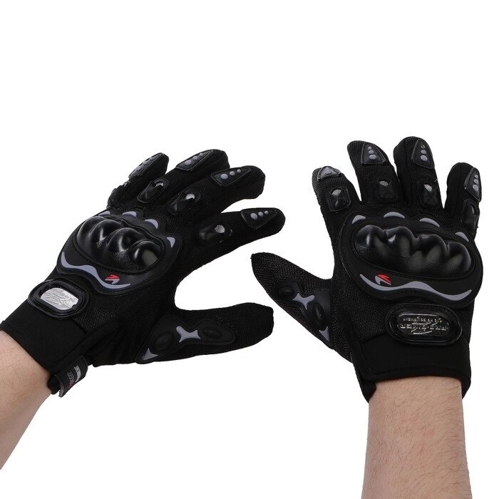 Перчатки мотоциклетные с защитными вставками, пара, размер L, черные от компании Интернет - магазин Flap - фото 1