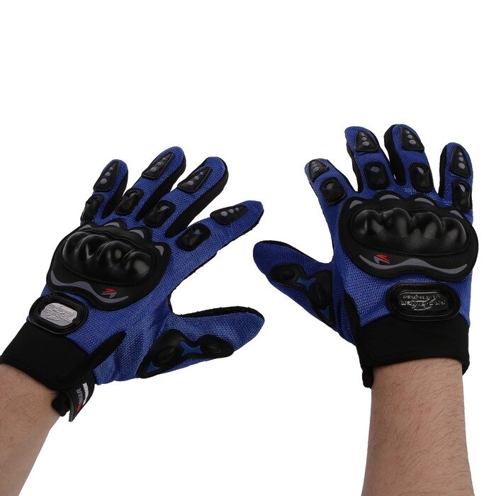 Перчатки мотоциклетные с защитными вставками, пара, размер XL, синий от компании Интернет - магазин Flap - фото 1