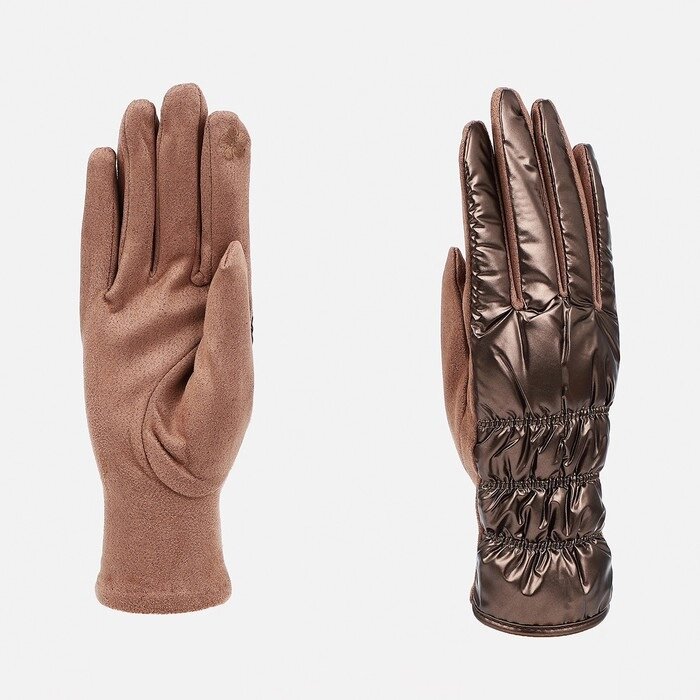 Перчатки женские, безразмерные, с утеплителем, цвет коричневый от компании Интернет - магазин Flap - фото 1