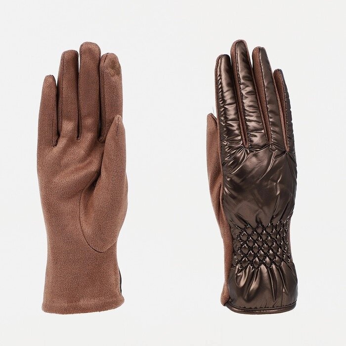 Перчатки женские, безразмерные, с утеплителем, цвет коричневый от компании Интернет - магазин Flap - фото 1