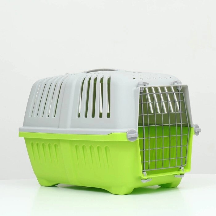Переноска для животных пластиковая 47 х 30 х 35 см, вес до 9 кг, зелёная от компании Интернет - магазин Flap - фото 1