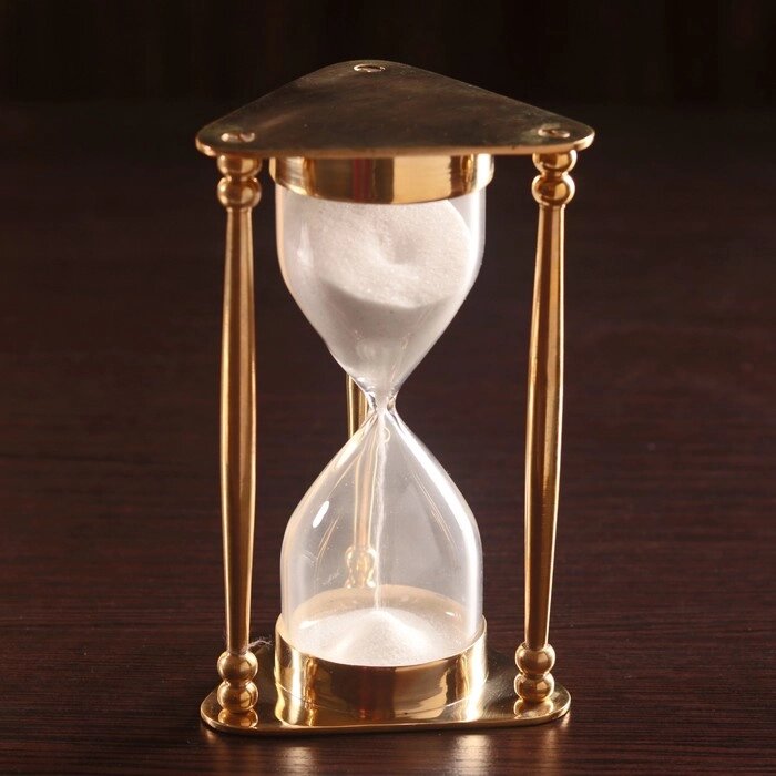 Песочные часы "Меланта" латунь, стекло (5 мин) 8х8,5х14,5 см от компании Интернет - магазин Flap - фото 1