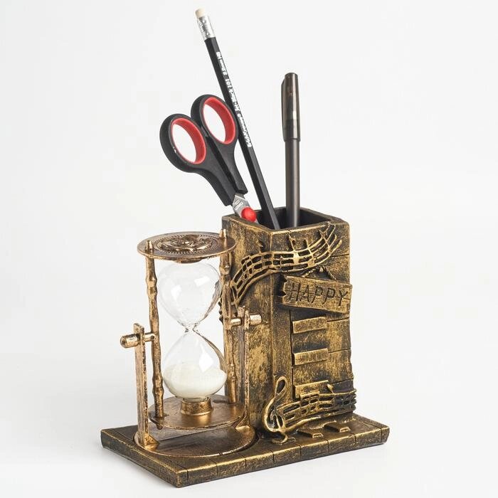 Песочные часы "Ноты", сувенирные, с карандашницей, 14.5 х 8 х 13 см от компании Интернет - магазин Flap - фото 1