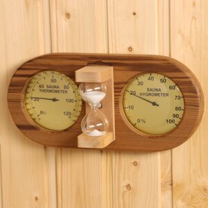 Песочные часы с термометром-гигрометром, 15 минут, 29х14х8,3 см V-T080-2