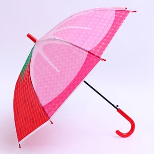Детский зонт п/авт «Ягодный принт Клубника» d = 84 см, R = 42 см, 8 спиц, 68 10 8 см