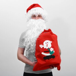 Карнавальный набор Деда Мороза. парик, борода, мешок сд. морозом, колпак