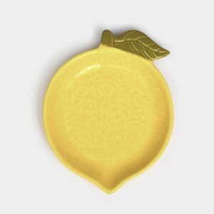 Тарелка керамическая "Лимон", плоская, желтая, 19 см, 1 сорт, Иран
