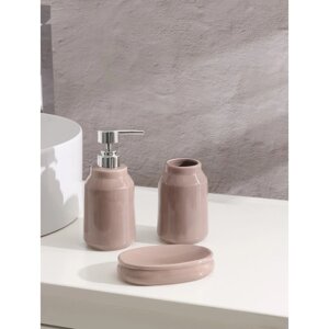 Набор аксессуаров для ванной комнаты SAVANNA «Глянец», 3 предмета (мыльница, дозатор для мыла 350 мл, стакан), цвет