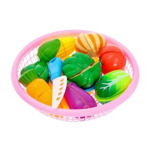 Набор продуктов-нарезка «Поварёнок« в корзинке, на липучках, 12 предметов, цвета МИКС