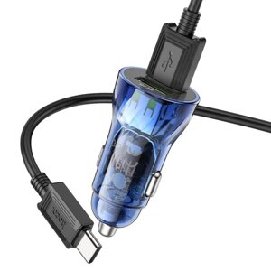 Автомобильное зарядное устройство Hoco Z47, 2USB, 3 A, синее