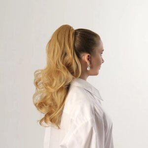 Хвост накладной, волнистый волос, на крабе, 40 см, 150 гр, цвет блонд (#HTY22)